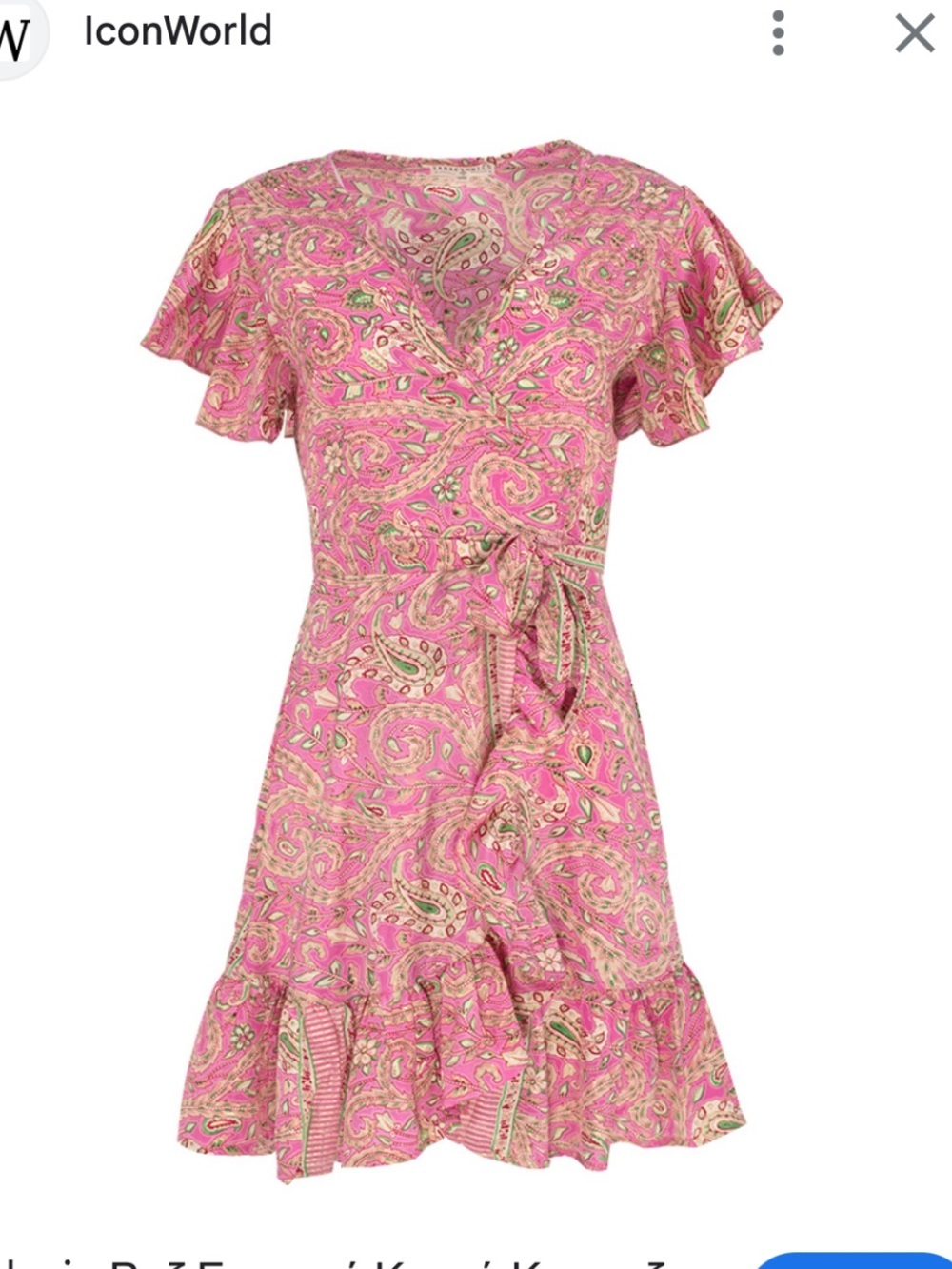 Laraethnics S/m Pink Paisley Short Wrap Dress